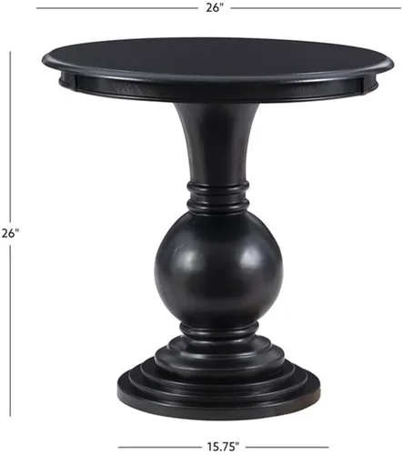 Vista 3 de Linon Aspen - Base de pedestal redonda para mesa de acento de 26.5 pulgadas de alto en madera negra azabache