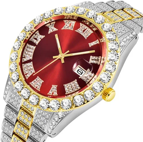 Vista 2 de Reloj de cristal unisex de moda con diamantes para hombre y mujer reloj de pulsera de diamantes de lujo
