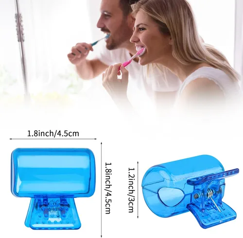 Vista 2 de Paquete de 4 fundas protectoras para cepillos de dientes de viaje, protector de cepillo de dientes, estuche protector de plástico portátil para Azul