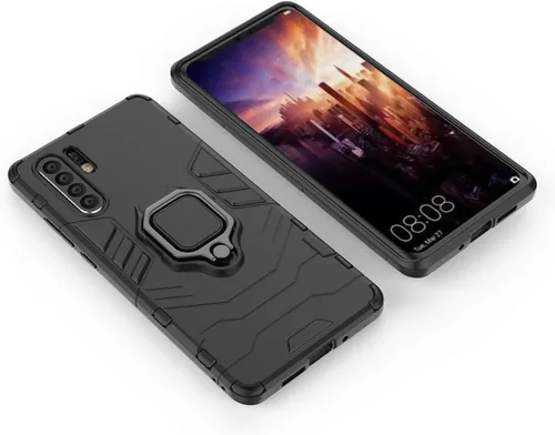 Vista 5 de Funda de teléfono para Huawei P30 Pro con protector de pantalla de vidrio templado y soporte magnético para anillo soporte soporte delgado