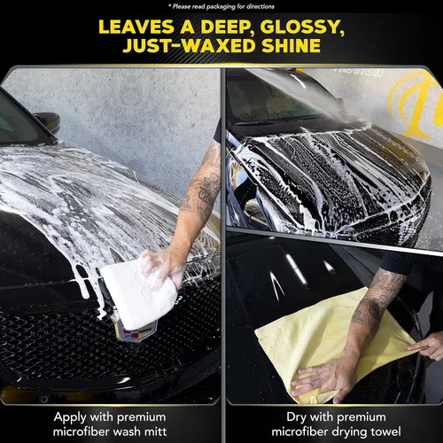 Vista 5 de Meguiar's Ultimate Wash and Wax, jabón y cera de lavado de autos limpia y brilla en un solo paso, brilla y protege con un limpiador de pintura