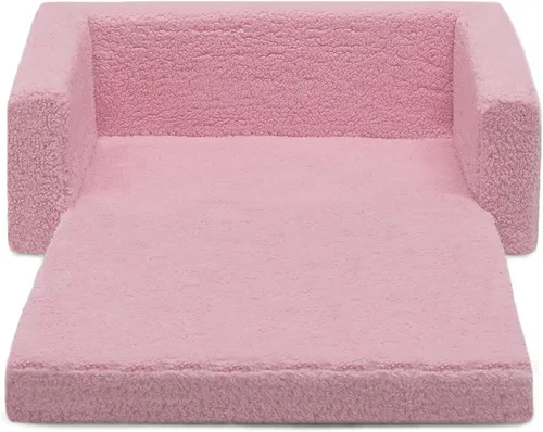 Vista 15 de Delta Children Cozee - Sofá convertible 2 en 1 de sherpa abatible para niños, color rosa