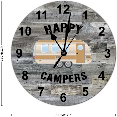 Vista 2 de Reloj de pared de madera redondo rústico elegante de 12 x 12 pulgadas, con números arábigos, silencioso, sin tictac, funciona con pilas, tema