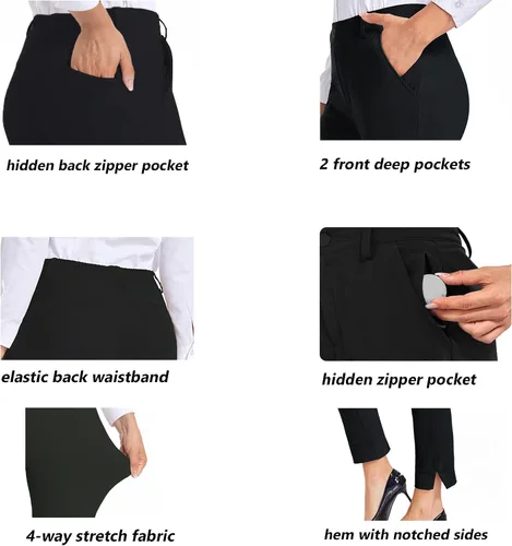 Vista 4 de HARTPOR Women's Golf Yoga Pants Stretchy with Belt Loop Slacks for Work Business with 3 Pockets