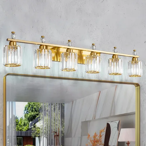 Vista 24 de Luces de Tocador de Baño de 3 Luces, Placado Negro, Modernas Luces de Tocador de Cristal para Baño, Luces de Tocador de Cristal para Usar Sobre