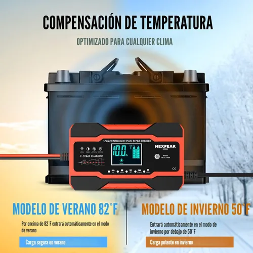 Vista 5 de NEXPEAK Cargador de batería de 10 amperios y 6 amperios para baterías de plomo-ácido de 12 V/24 V