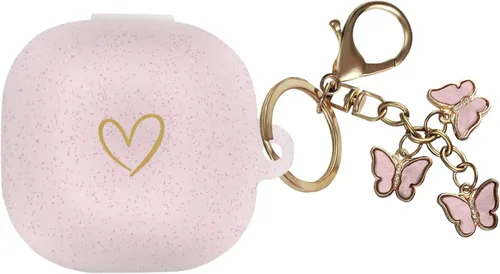 Vista 15 de Compatible con Samsung Galaxy Buds FE/Buds 2 / Buds Pro/Buds Live/Buds 2 Pro, funda de silicona suave con patrón de corazón dorado con bonito Negro