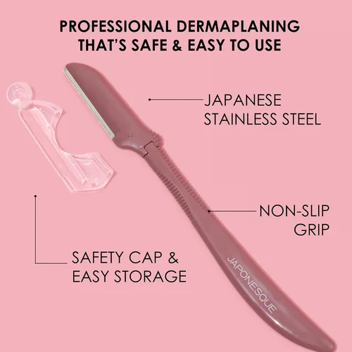 Vista 7 de JAPONESQUE Maquinillas de afeitar faciales Dermaplaner de precisión: juego de 2 unidades, 6 piezas, maquinillas de afeitar de cejas y cabello facial