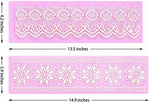 Vista 4 de Moldes de fondant de encaje en relieve, tapete de encaje de flores de múltiples círculos, herramienta de decoración de pasteles de boda, molde