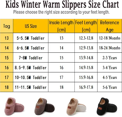 Vista 6 de RVROVIC Pantuflas cálidas de invierno para niños y niñas, pantuflas suaves de forro polar antideslizantes para niños pequeños zapatos
