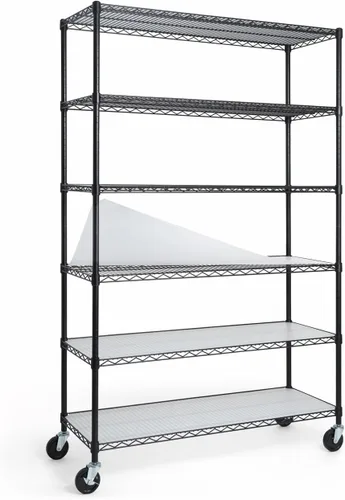 Vista 12 de CAPHAUS Estantería de alambre de grado comercial NSF con ruedas, patas niveladoras y forros, estante de metal para almacenamiento, 36 x 18 x 76, 5