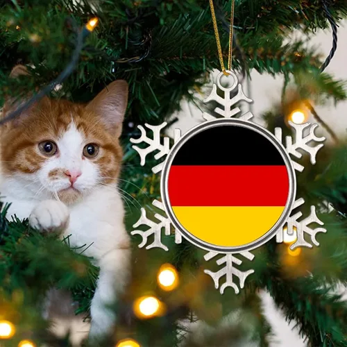 Vista 4 de Adornos de Navidad de Alemania, bandera de Alemania, novedad de metal, copo de nieve, adorno de Navidad, bandera nacional, recuerdo del país