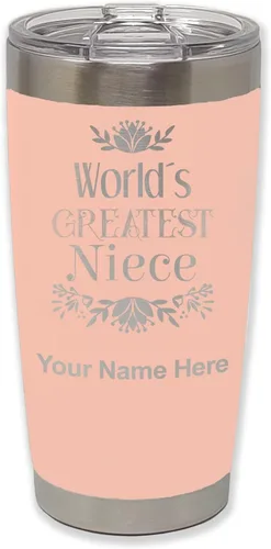Vista 30 de LaserGram Vaso aislado al vacío de 20 onzas, con grabado personalizado incluido (negro)