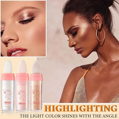 Vista 2 de 3 piezas de polvo de hadas, colorete facial de hadas, colorete facial para palmaditas en polvo de hadas, maquillaje natural que ilumina el cuerpo