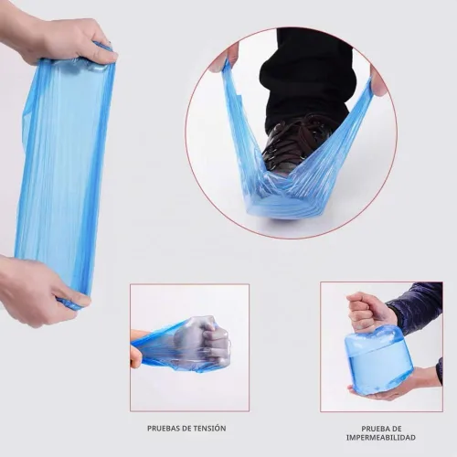 Vista 2 de Fundas desechables para brazos, 100 fundas impermeables de polietileno Azul