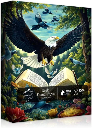 Vista 11 de Rompecabezas de águila calva para adultos, 1000 piezas, paisaje de fantasía, animal, pájaro, naturaleza, bosque, planta, escénico, imposible
