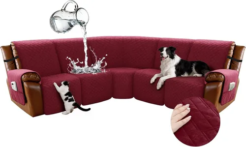 Vista 93 de Arfntevss Fundas para sofá seccional reclinable para sofá seccional en forma de L, funda antideslizante lavable para sofá reclinable con forma de L
