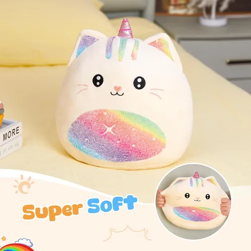 Vista 3 de Athionsu - Almohada de felpa de unicornio de 14 pulgadas, suave y tierno juguete de peluche para niñas y niños, bonito regalo de peluche de vientre