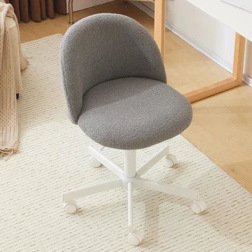 Vista 17 de VINGLI Silla Candy sin Brazos, Linda Silla de Escritorio, Cómoda Silla Pequeña de Oficina con Ruedas, Silla de Tocador con Soporte Lumbar, Silla