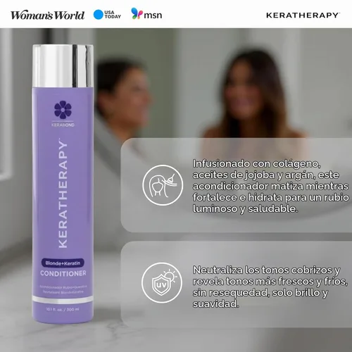 Vista 5 de KERATHERAPY Acondicionador tonificante violeta totalmente rubio con infusión de queratina, 10.1 fl. oz. / 300 ml - Acondicionador morado