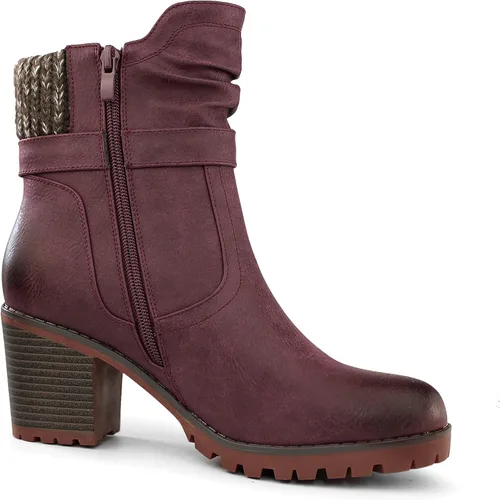 Vista 4 de Hawkwell Botines de tacón grueso con cremallera para mujer, Negro, 0