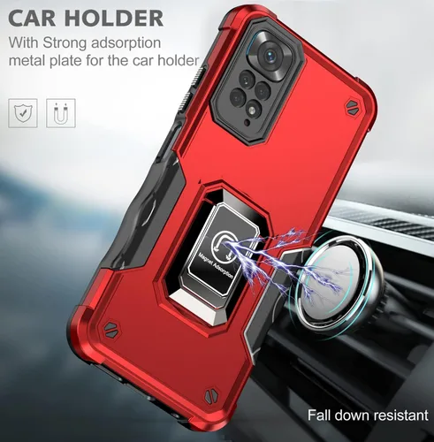 Vista 6 de Funda diseñada para Xiaomi Redmi Note 11 Pro con soporte giratorio, cubierta de cámara a prueba de caídas, protección de lente Shiled para Redmi
