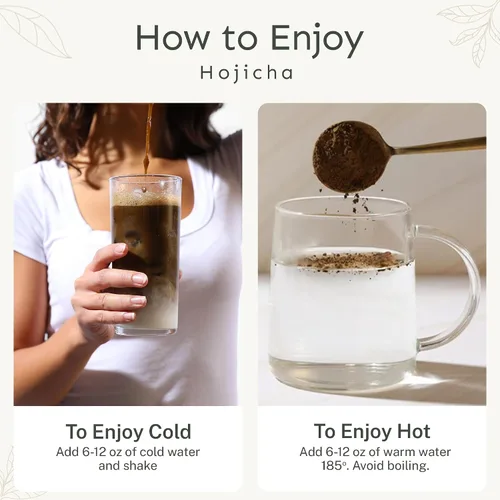 Vista 6 de Yu Tea - Té verde orgánico de Hojicha en polvo, 75 porciones, rico en antioxidantes y EGCG, té verde tostado japonés puro, alternativa baja