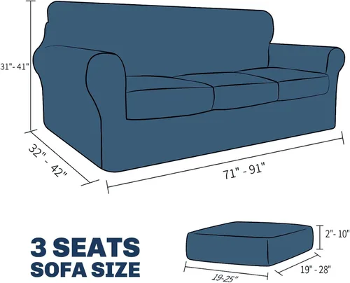 Vista 6 de JIVINER Fundas de Sofá de 4 Piezas para Sofá de 3 Cojines Funda Elástica de Sofá con 3 Fundas de Cojines de Asiento Funda Gruesa Ajustada de Sofá