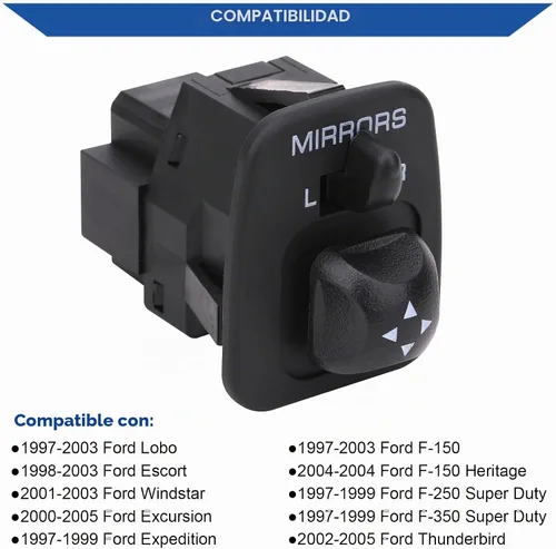 Vista 2 de Obaee Botón de interruptor de control de espejo compatible con Ford F150 F250 F350 Excursion Expedition Escort Thunderbird Windstar Lobo reemplaza