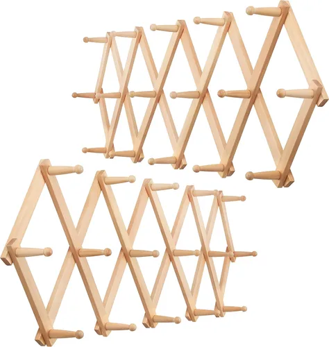 Vista 15 de WEBI Perchero de Pared Acordeón, Perchero de Sombreros de Madera Expandible para Perchero de Abrigos Montado en Pared, Soporte de Ganchos Acordeón