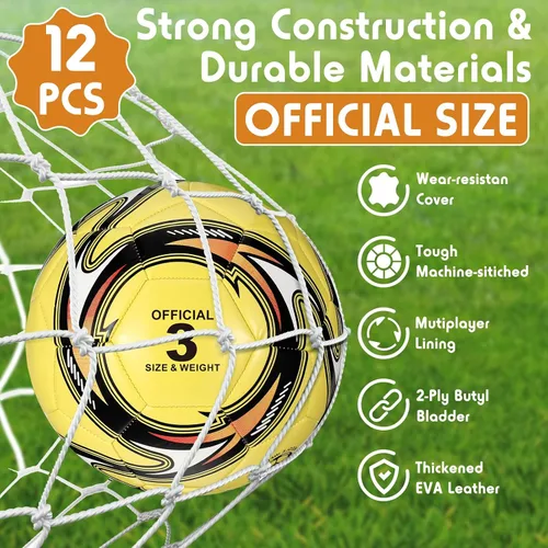 Vista 4 de 12 pelotas de fútbol desinfladas de Navidad con bombas, tamaño oficial 3, 4, 5, pelota de fútbol cosida a máquina para entrenamiento deportivo