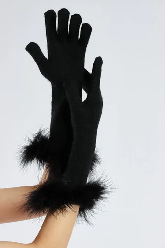 Vista 27 de Sahabowi Guantes de cuero para clima frío Manopla de lana cálida de invierno para mujeres