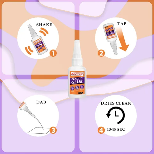 Vista 5 de Pegamento de plástico de 1.06 oz, súper pegamento para plástico, pegamento de plástico a plástico para pegar plástico y otros materiales, pegamento