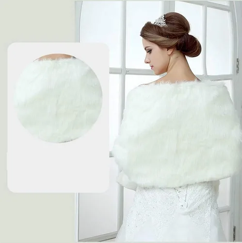 Vista 3 de Mydio Capa de estola de piel sintética estolas de bufanda de piel sintética para vestidos de boda