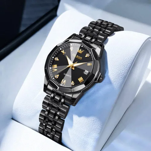 Vista 17 de OLEVS Reloj de mujer con diamantes de moda, analógico, de cuarzo, de acero inoxidable, para mujer, pequeño, para fecha, impermeable, luminoso