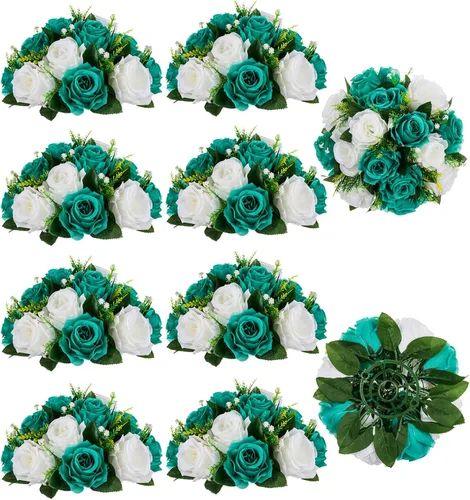 Vista 14 de BLOSMON Bolas de Flores para Bodas, Centros de Mesa de Rosas, 2 Piezas, Flores Artificiales Negras, Bolas Florales Colgantes, Decoración de Arreglos