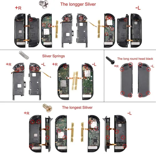 Vista 7 de eXtremeRate - Placa trasera para Nintendo Switch Console, NS Joycon con carcasa de mando de mano con botones de juego completo, carcasa de repuesto