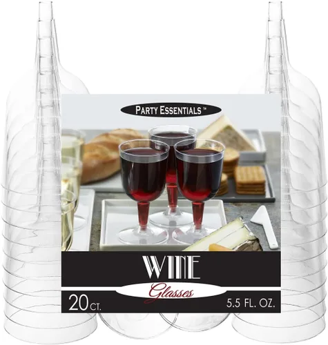 Vista 6 de Copas de vino Party Essentials, de plástico duro, de dos piezas, 5.5 onzas, Transparente