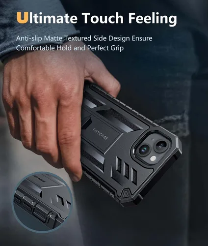 Vista 7 de FNTCASE Funda para iPhone 15 Plus: para iPhone 14 Plus, funda resistente de grado militar para teléfono celular con soporte, protección de TPU a
