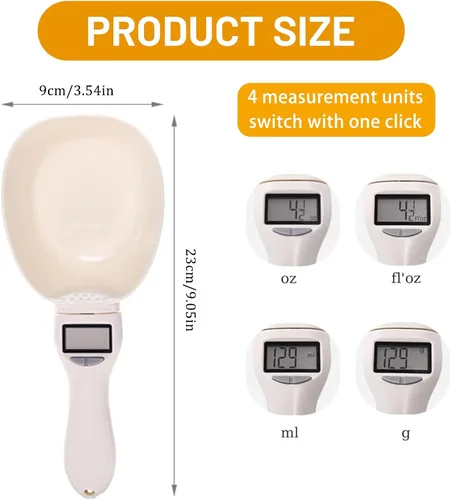 Vista 2 de Cuchara medidora de alimentos, cuchara de medición digital, balanza de cuchara de pesaje de 28.22 oz/0.00 oz de alta precisión con pantalla LCD