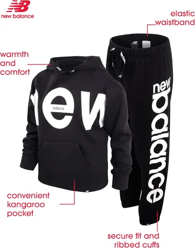Vista 2 de New Balance Conjunto deportivo de 2 piezas para niña, sudadera y pantalones deportivos de forro polar activo - Conjunto de pantalones deportivos