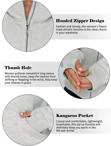 Vista 5 de AUTOMET Sudaderas con capucha y cremallera para mujer, chaquetas de forro polar, sudaderas de gran tamaño, trajes de moda de otoño, suéteres 2024