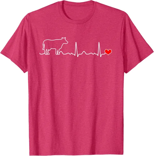 Vista 30 de Camiseta de paciente con corazón I Love My Cow Valve EKG Heartbeat Heart Pacient, Negro, S