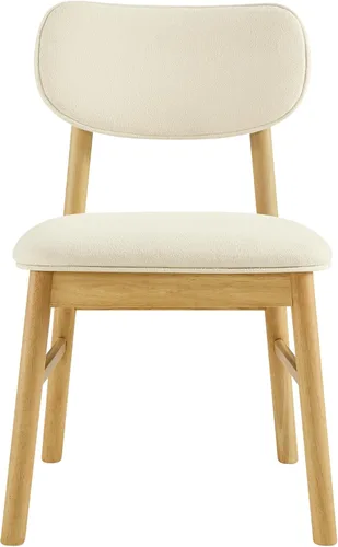 Vista 9 de CHITA Juego de 2 sillas de comedor tapizadas, modernas sillas de cocina y comedor de mediados de siglo, marco de madera maciza en roble, tela