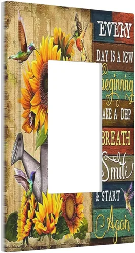 Vista 13 de Cubiertas Decorativas para Placas de Interruptor Diente de León Azul Rústico Citas Inspiradoras Casa de Campo Tablón de Madera Gris 1 Gang Cubierta