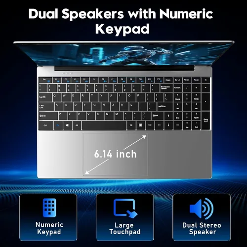 Vista 5 de NIAKUN Laptop Window 11 Pro 2026, 15.6 pulgadas de regazo superior, 16 GB de RAM 256 GB SSD PC, procesador M3-6Y30, pantalla FHD, WIFI5, BT4.2