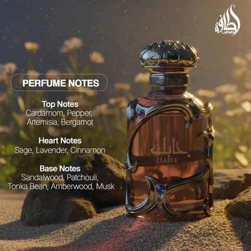 Vista 10 de Lattafa Habik – Fragancia duradera en aerosol, especiada, aromática, amaderadas y almizcladas – Eau de Parfum para hombres, 3.4 onzas / 100 ml