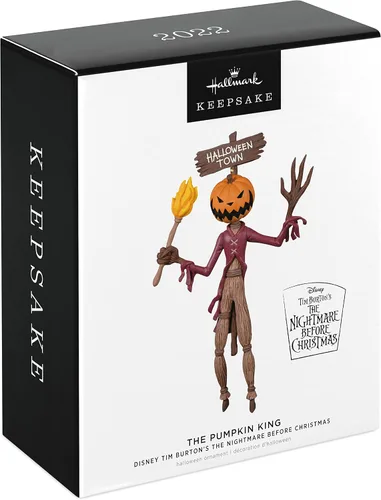Vista 3 de Hallmark Keepsake Adorno de Navidad 2022, Disney Tim Burton, The Nightmare Before Christmas The Pumpkin King
