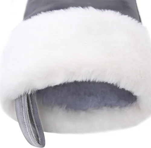 Vista 4 de Calcetines de Navidad bordados con letras de 20 pulgadas, terciopelo gris grueso con puño de felpa súper suave, decoración de festivales