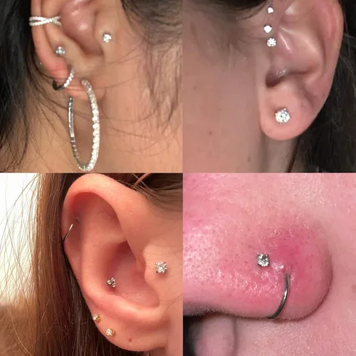 Vista 4 de ORAZIO 4-8 Pcs 18G Stainless Steel Nose Piercing Lip Rings Studs Ear Piercings 6mm
